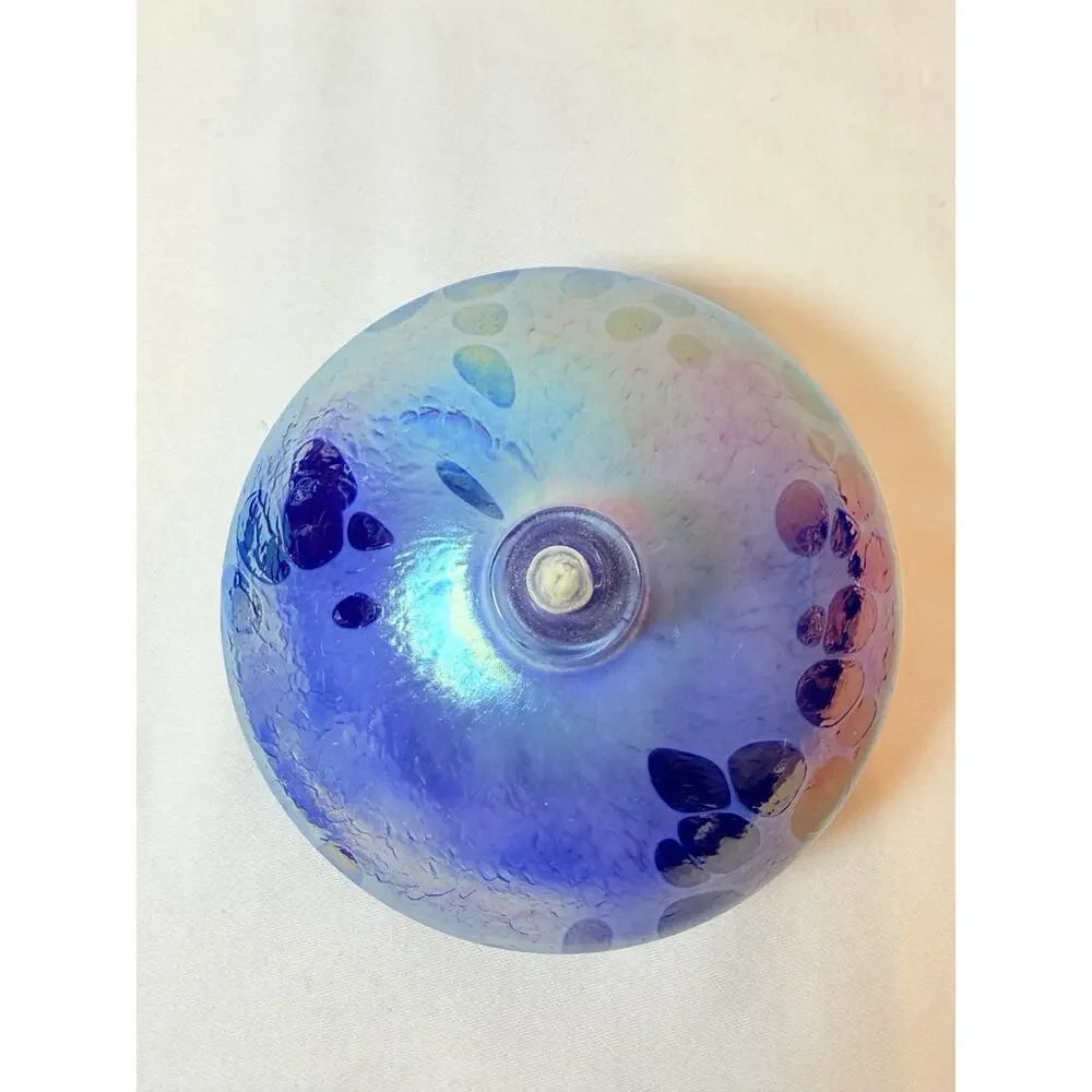 Iridescent Hand Blown Glass Blue & Purple Color Oil Lamp